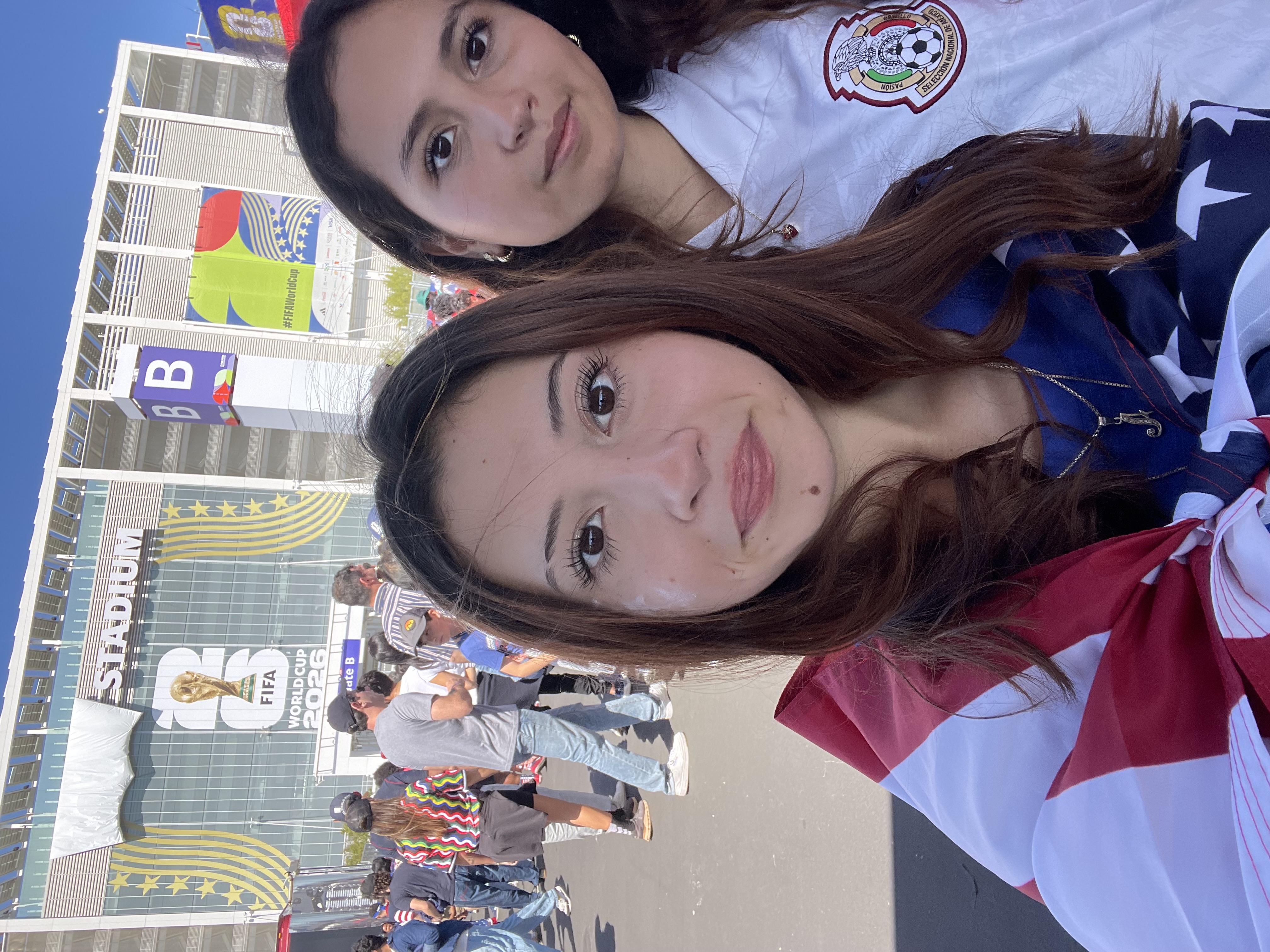 Friends at the 2026 FIFA World Cup outside Levi's Stadium